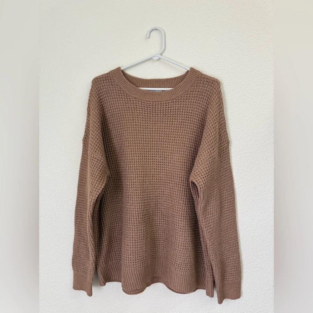 Time and Tru Brown New Cable Knit Crewneck Sweater Women’s Plus Size XXXL USA 22